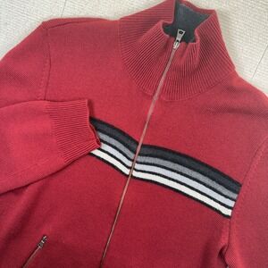 Banana Republic 100% Merino Wool Mock Neck Full Zip Sweater S Maroon Grandpa